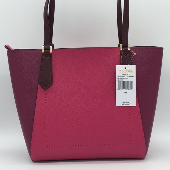 MICHAEL KORS KIMBERLY SM BONDED TOTE  ELCTRPNK MLT - Picture 2 of 8